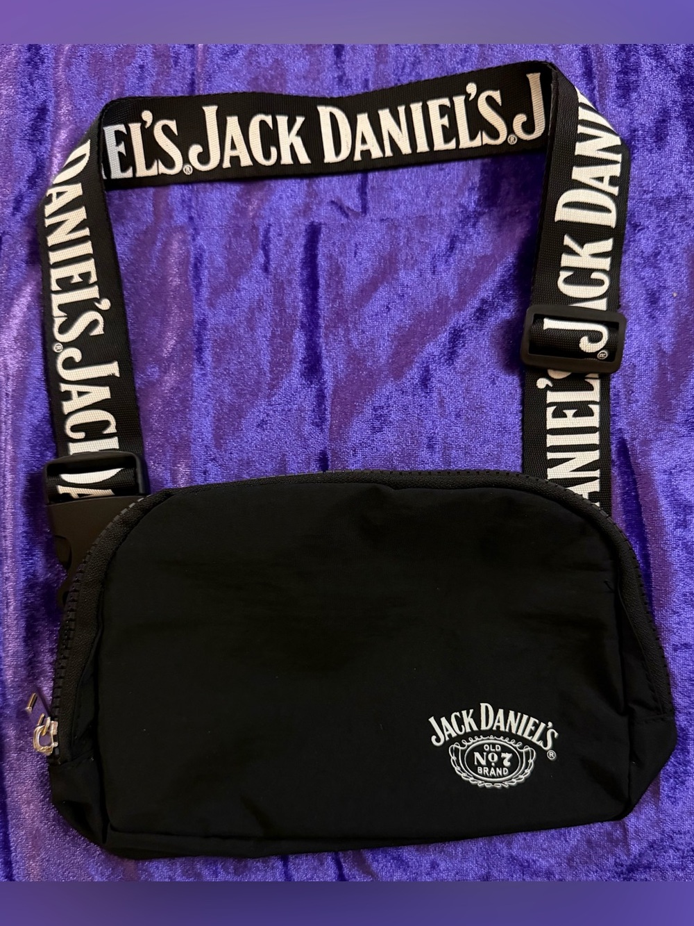 Jack Daniels Black Crossbody Belt Bag with Branded Strap